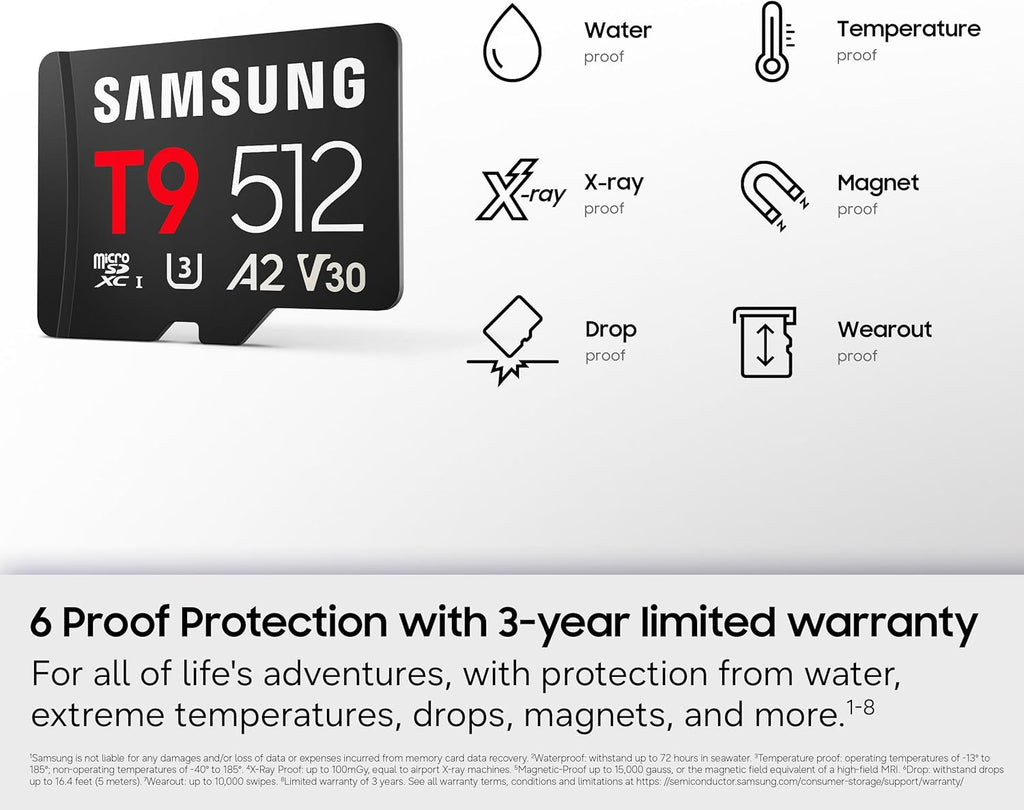 Samsung microSDXC T9 256GB, Read/Write Speeds Up to 200/130 MB/s, Made for Avid Gamers & Professional Creators (MB-MH256T/AM)