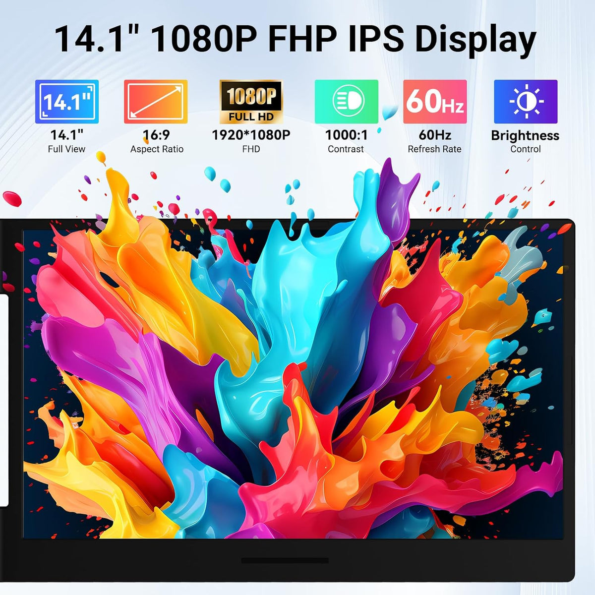 Laptop Screen Extender 14.1" 1080P IPS, Dual Screen Portable Monitor for Laptop 13-17.3", Plug & Play Monitor Extender with USB-C/HDMI, Travel Monitor for Work & Home Office Mac/Windows/Chrome/Android