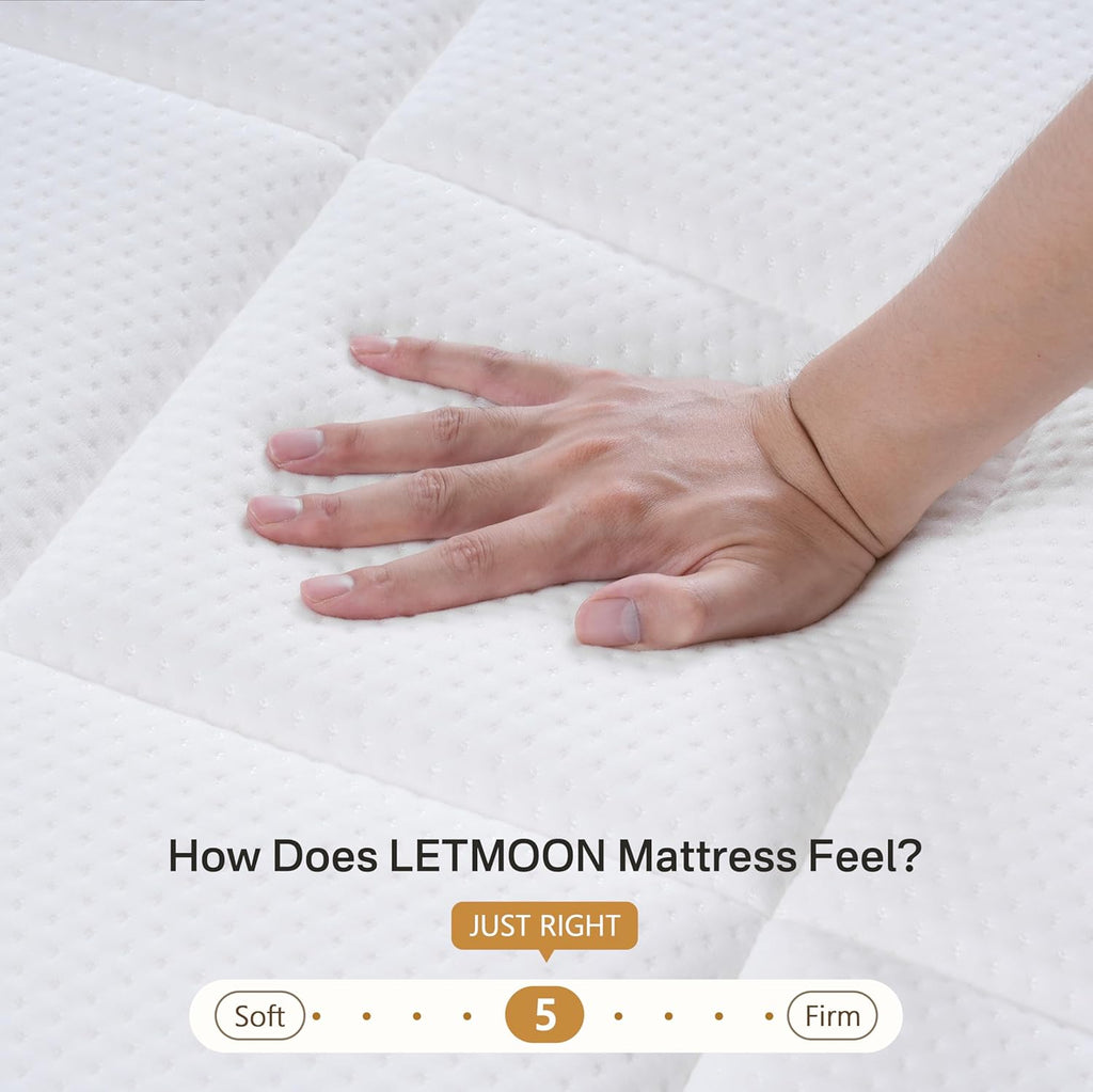 LETMOON 14 Inch Queen Mattress, Luxury Hybrid Queen Size Mattresses with Cooling Gel Memory Foam, Pocket Springs, Deep Pressure Relief, Edge Support & Motion Isolation, Medium