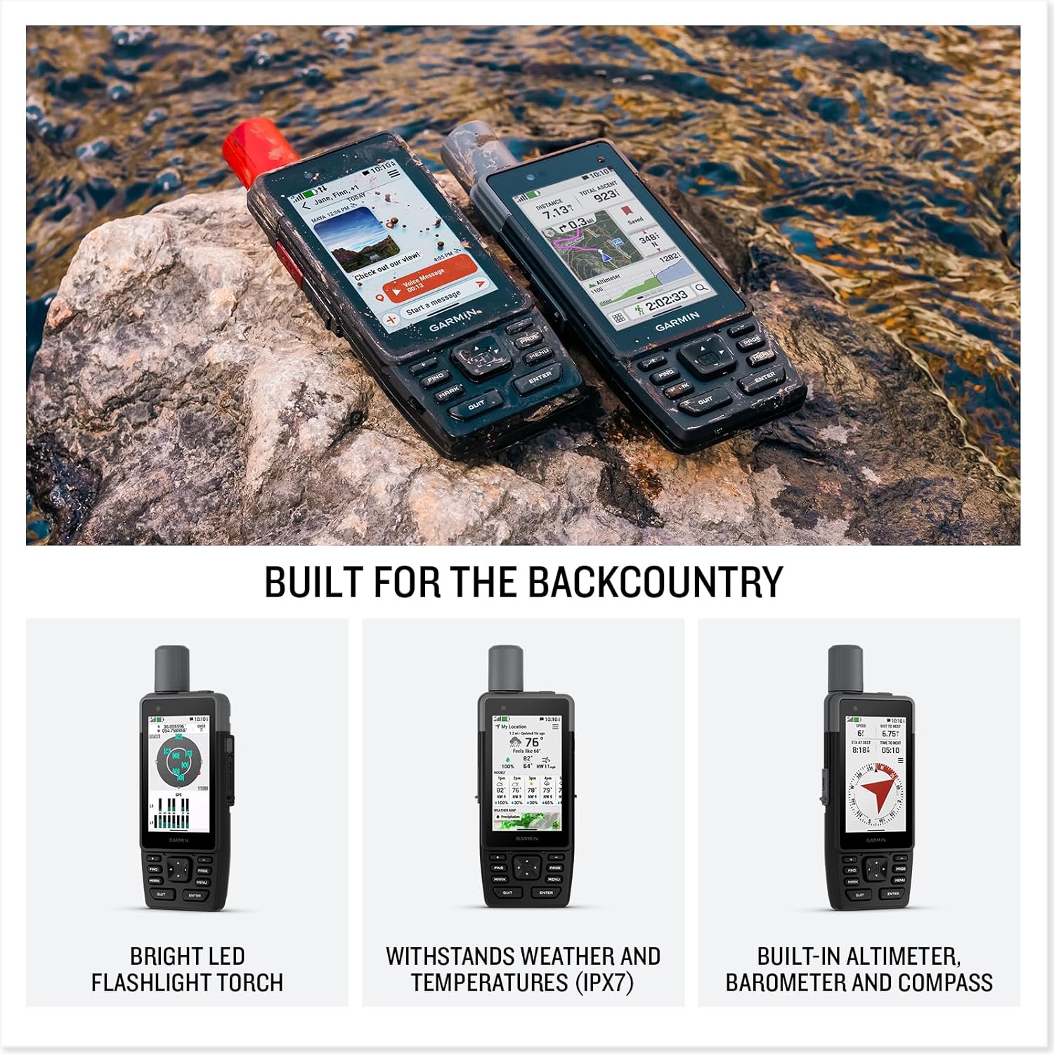 Garmin GPSMAP H1 Premium GPS Handheld Navigator for Hiking, Rugged Design with Color Touchscreen and Buttons, Long Battery Life, Built-in Flashlight, Preloaded Maps Bundle