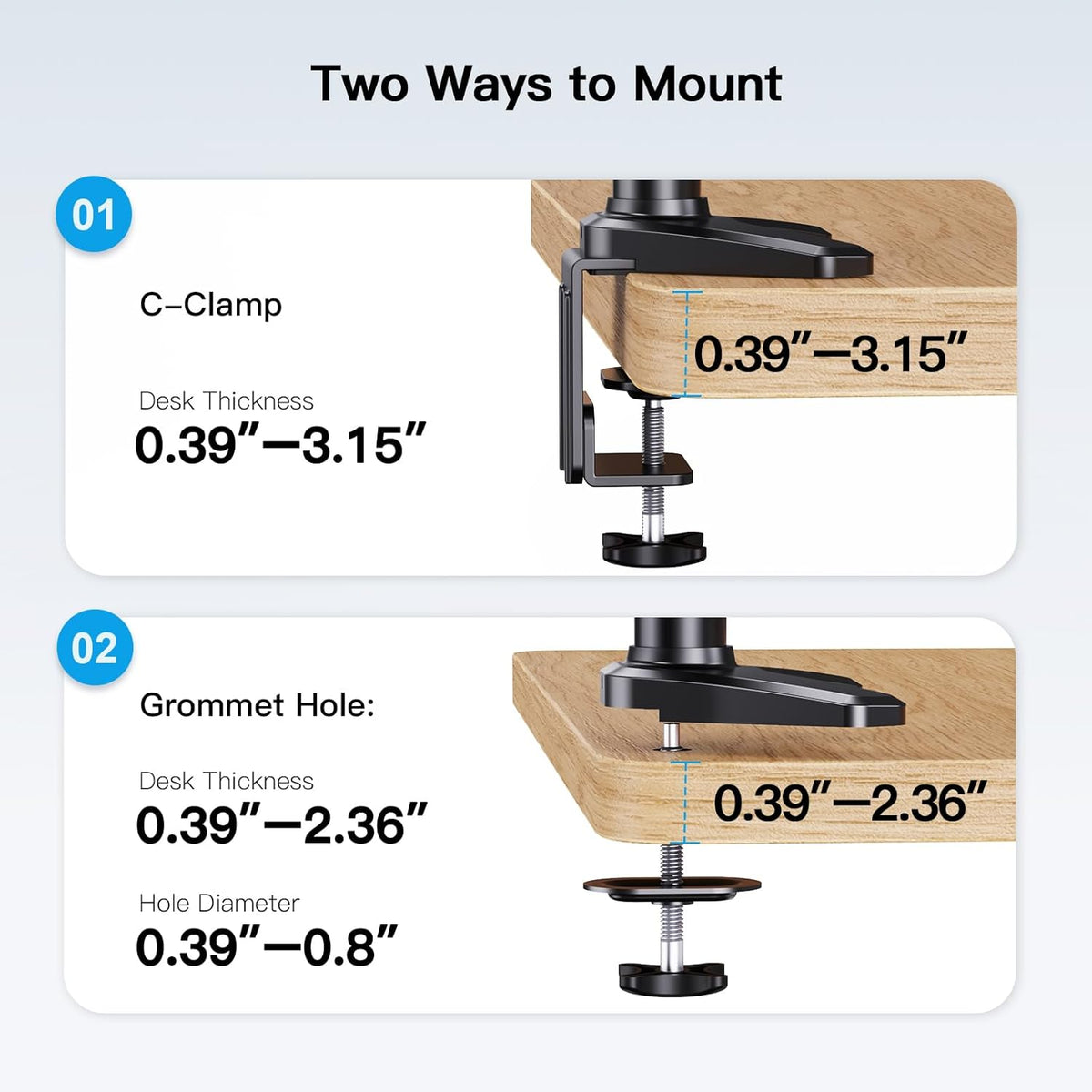 HUANUO Triple Monitor Mount for 17 to 32 inch Screens, Adjustment Gaming Triple Monitor Stand with Swivel, Tilt, Rotation, Clamp & Grommet Kit