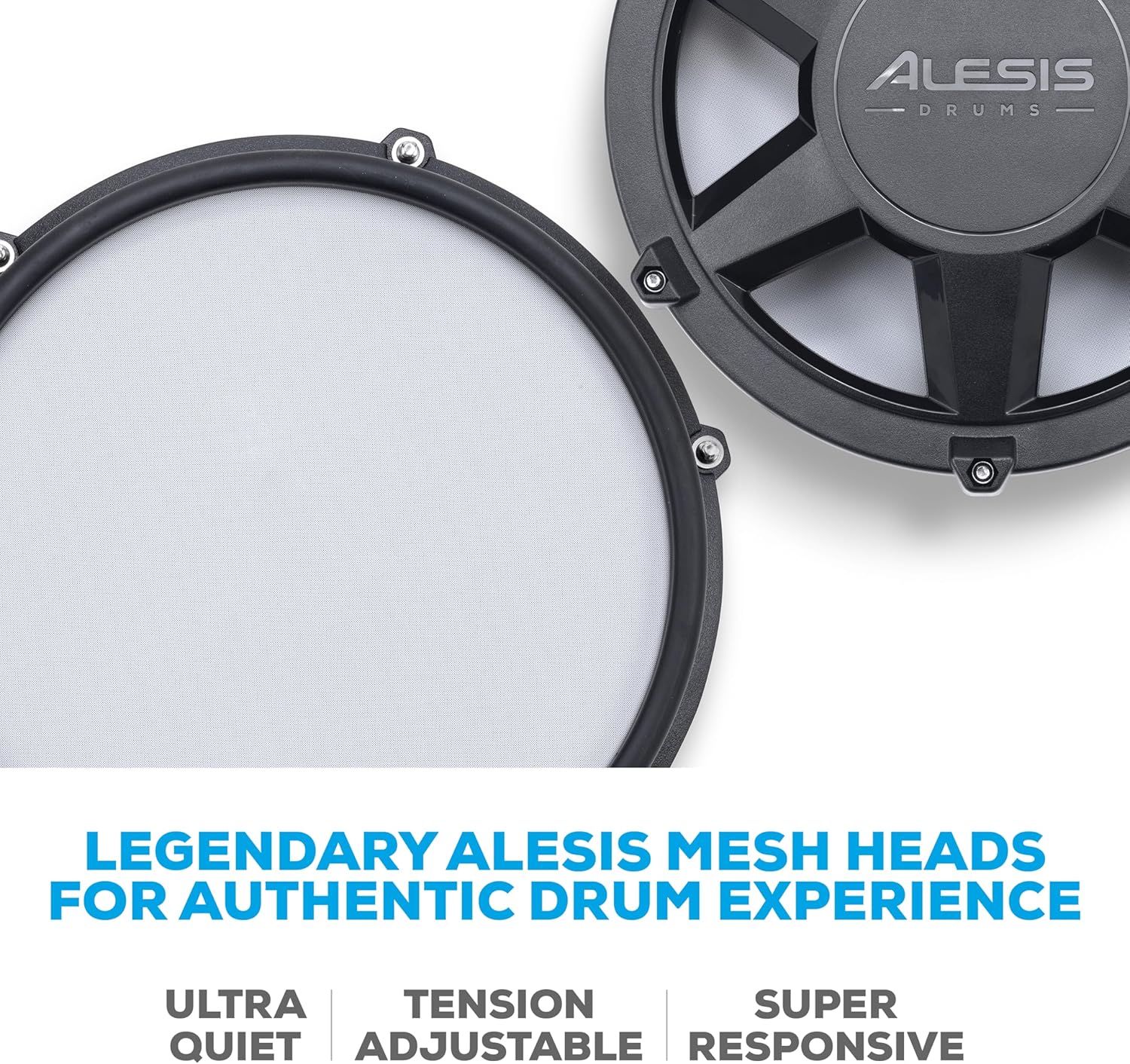 Alesis Nitro Max Kit Compact Electric Drum Kit with Quiet Mesh Pads, 10" Dual-Zone Snare, Bluetooth, 440+ BFD Sounds, Drumeo, USB MIDI, Kick Pedal