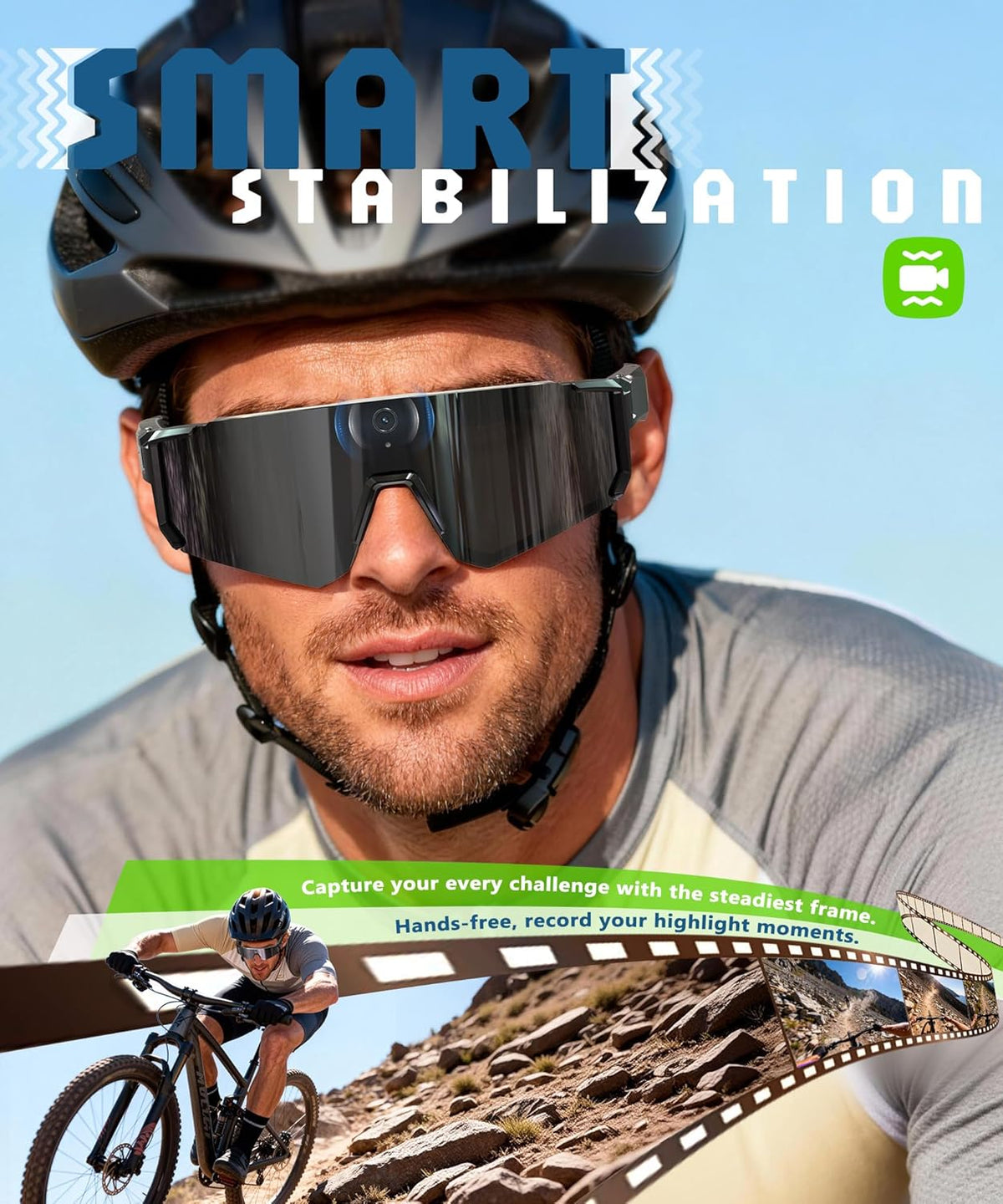 AI Ultra Pro Smart Glasses: 4K Wearable Camera with 6-Axis EIS Stabilization, ChatGPT-4o Voice Assistant, IP66 Waterproof Sport Sunglasses, Dual-Mic ENC Noise Cancelling, Obsidian Gray