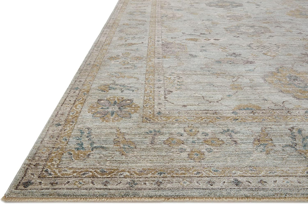 Loloi Magnolia Home by Joanna Gaines Millie Collection MIE-02 Sky/Gold 9'-6" x 13'-1", .25" Pile Height, Area Rug