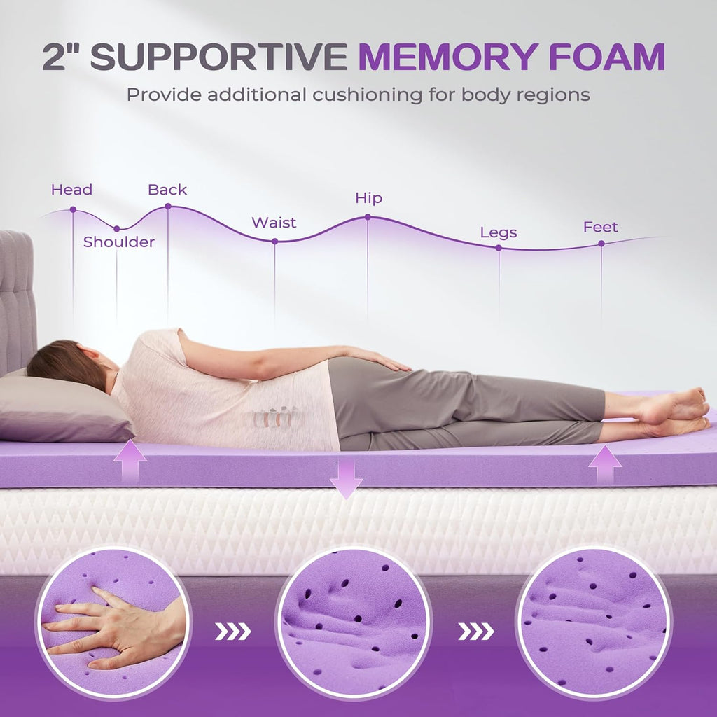 SINWEEK Dual Layer 5 Inch Memory Foam Mattress Topper King Size, 2 Inch Gel Memory Foam Plus 3 Inch 1450 GSM Down Alternative Quilted Pillow Top Mattress Pad Cover, Dark Gray