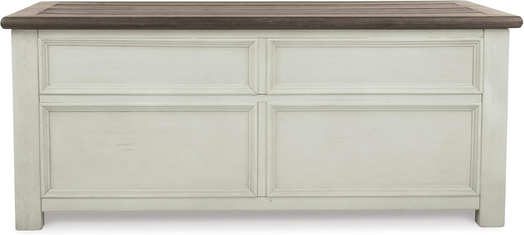 Signature Design by Ashley Bolanburg Lift-Top Coffee Table with Storage Two-Tone Rustic Farmhouse Cocktail Table – Brown/White