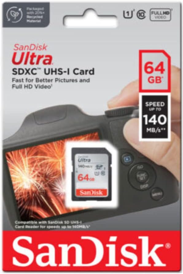 SanDisk 64GB Ultra Class 10 140 MB/s UHS-I SDXC Memory Card (5-Pack) Bundle with All-in-One High Speed Card Reader (6 Items)