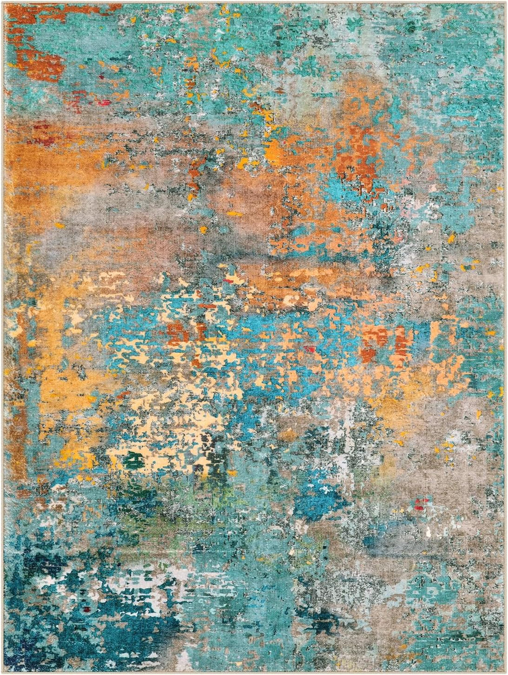 Lahome Modern Abstract Area Rugs 9x12 Living Room Rug, Washable Rugs for Living Room Bedroom Low Pile Non Slip, Colorful Large Soft Indoor Carpet for Dining Room Table Apartment Classroom