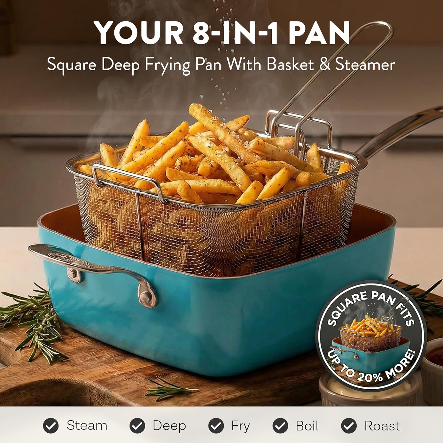 GOTHAM STEEL 20 Piece Copper Pots and Pans Set Nonstick Cookware Set + Complete Ceramic Bakeware Set for Kitchen with Long Lasting Non Stick, Dishwasher/Oven Safe, Non Toxic – Turquoise