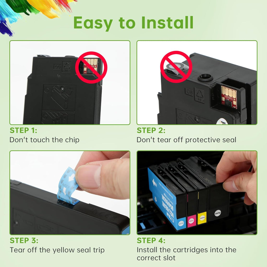 Compatible Ink Cartridges Replacement for HP 952XL 4 Combo Pack (Black/Cyan/Magenta/Yellow) Work for HP OfficeJet Pro 7720 7740 8210 8710 8720 8715 8740 OfficeJet 8702 Printers