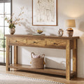 Tribesigns 70.9" Console Table with 3 Drawers, Extra Long Entryway Table for Living Room, Hallway, Narrow Sofa Table Behind Couch with Storage Shelf, Rustic Brown
