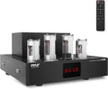 Pyle Bluetooth Tube Amplifier Receiver - 500W Home Theater Audio Desktop Stereo Vacuum Tube Hi-Fi Power Amplifier Receiver w/ 4 Vacuum Tubes, USB Reader, CD/DVD Input, Subwoofer Output