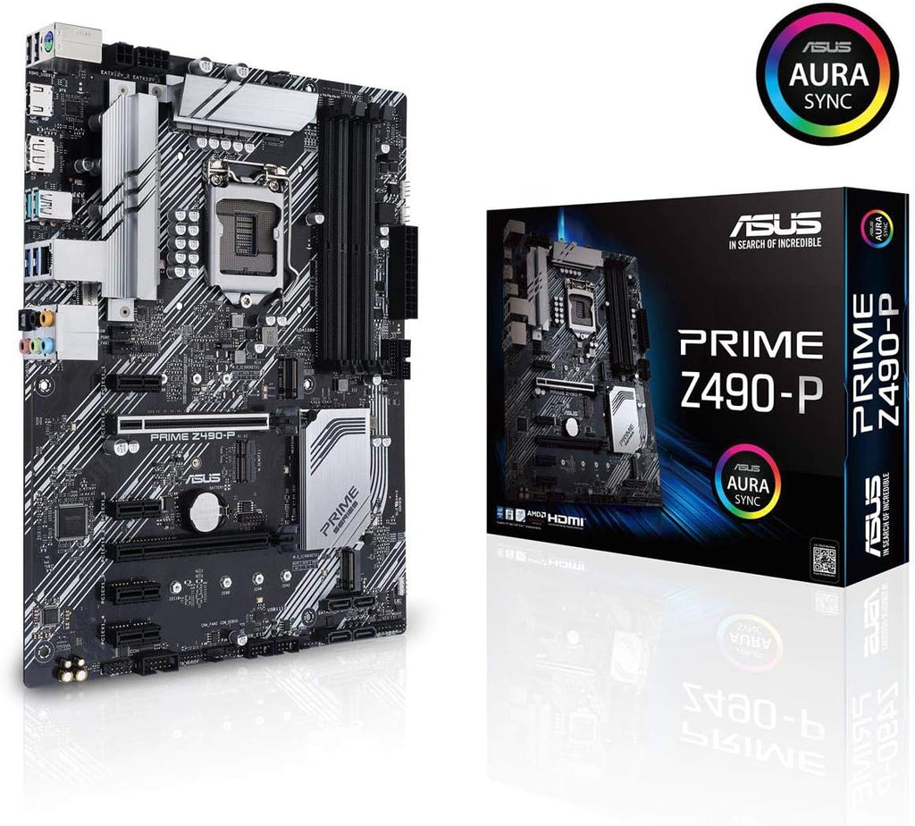 ASUS Prime Z490-P LGA 1200 (Intel® 10th Gen) ATX Motherboard (Dual M.2, DDR4 4600, 1 Gb Ethernet, USB 3.2 Gen 2 USB Type-A®, Thunderbolt™ 3 Support, Aura Sync RGB)