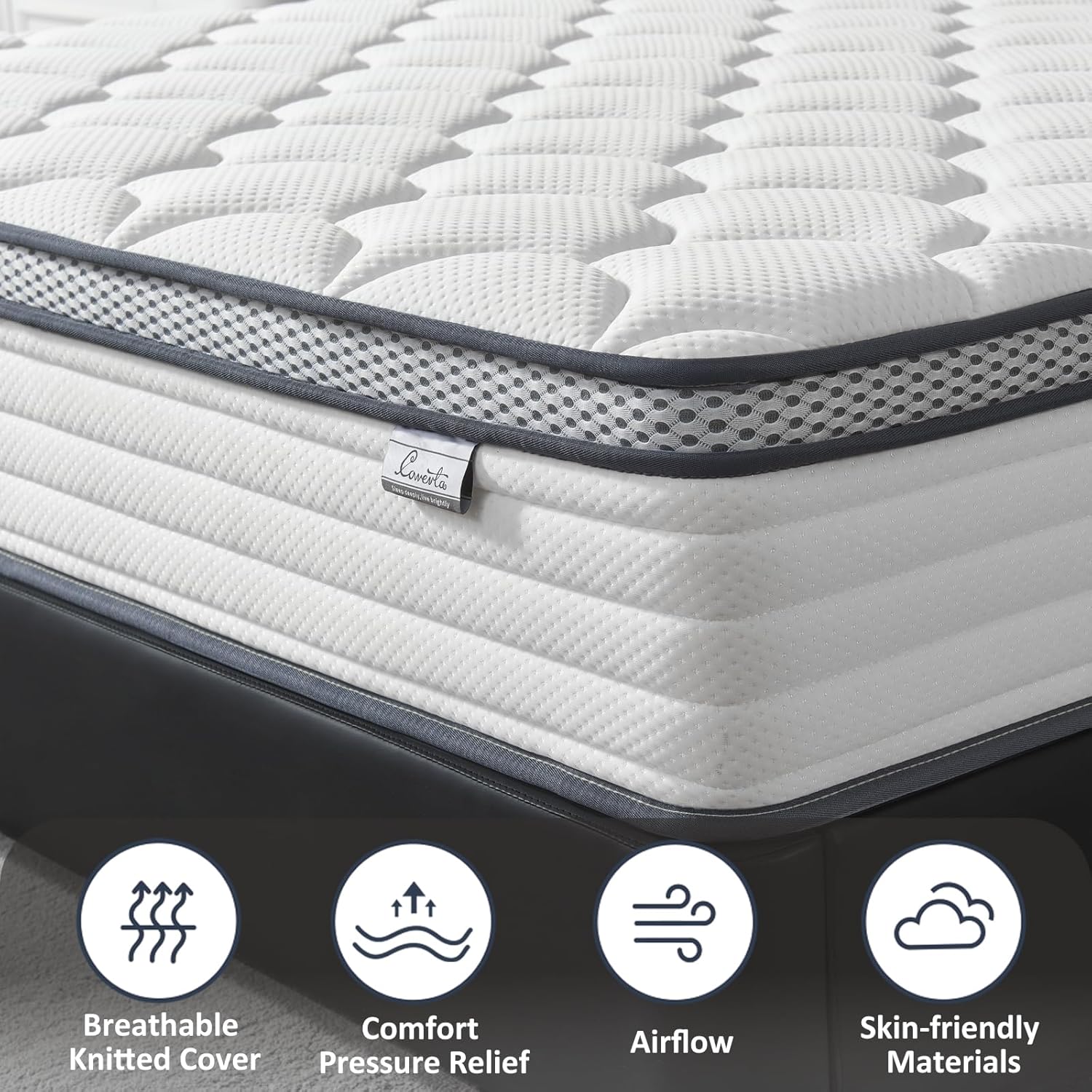 12 Inch Queen Mattress in a Box, Medium Firm Hybrid Mattress with Pocket Springs and Comfort Foam- Edge Support, Motion Isolation & Pressure Relief