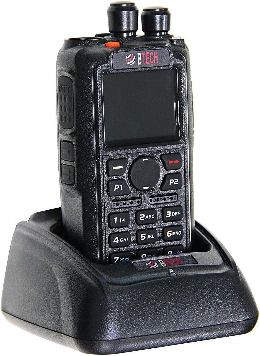 BTECH DMR-6X2 DMR & Analog Dual Band Two-Way Radio (USB-C Battery) – 7W VHF/UHF (136-174MHz & 400-480MHz), Encryption, GPS, Talker Alias, APRS, Voice Recording, includes Accessory Kit with 2 Batteries