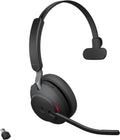 Jabra Evolve2 65 Bluetooth Wireless Headset with Mic for Calls and Music, Single-Ear Headphones with USB-C Adapter, Up to 37 Hours Battery, Works with Microsoft Teams, Black