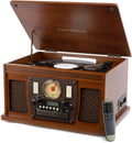 Victrola Navigator 8-in-1 Bluetooth Record Player with Built-in Speakers – 3 Speed, CD Player, Cassette, FM Radio, USB, RCA Out, Headphone Jack, Wireless Music Streaming, Real Wood (Walnut)