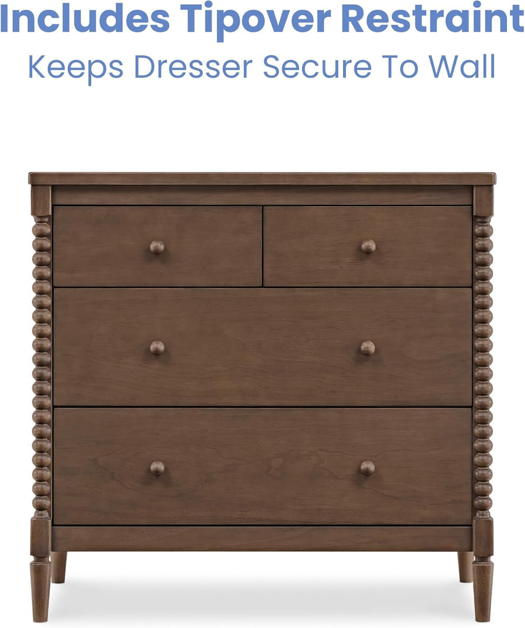 Delta Children Saint 4 Drawer Dresser with Changing Top and Interlocking Drawers, Teak Brown
