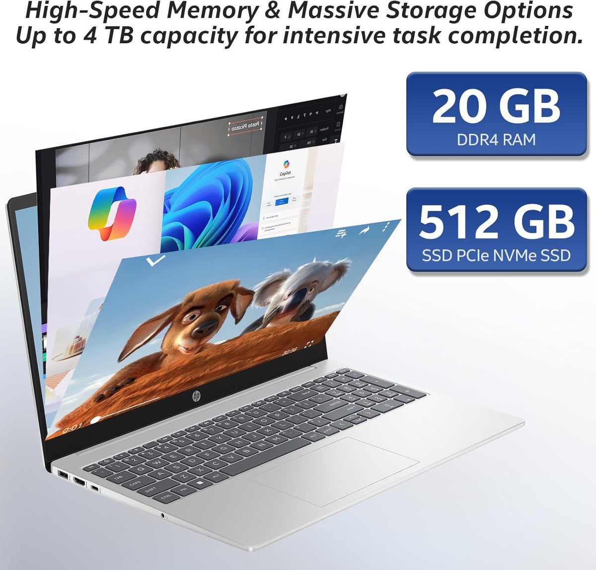 HP 17 inch laptops, AMD Ryzen 5 7430U(Beats i7-1355U), 20GB RAM 512GB NVMe SSD, Windows 11 Pro + Office 365 for the Web, 17.3" FHD IPS, USB-C, Numeric Keyboard, w/AI Voice Recorder