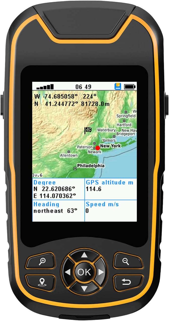 Handheld GPS for Hiking, Rugged and Waterproof Handheld GPS Navigator, 3.2" Sunlight Readable Screen, Compact Satellite Handheld GPS with USA Topo Map, Multi-GNSS Support, Extra Battery Life