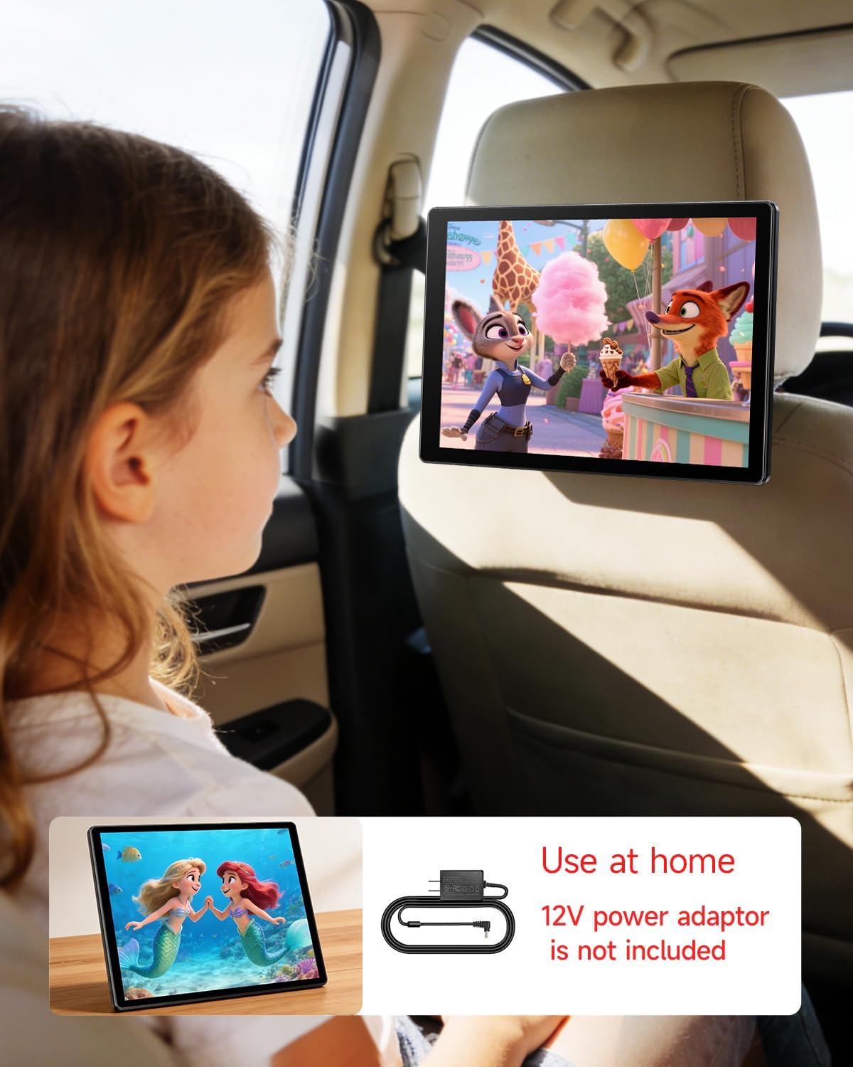 13" Android 13 Car TV for Back Seat, Headrest Monitor for Car Portable Touchscreen Rear Seat Entertainment System, Support Phone Wireless Mirror Link, HDMI in/TF Card/USB/4K Video Playback (1*pc)