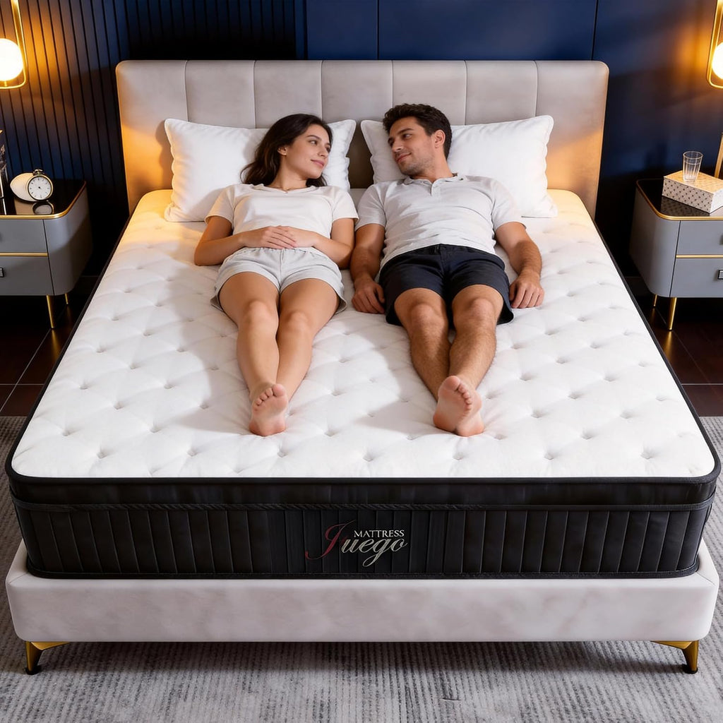 Juego 12 inch Full Size Mattress .Hybrid Mattress with Medium Firm Memory Foam and Individual Pocket Springs for Improve Sleep and Pressure Relief, Breathable and Skin-Friendly Cotton