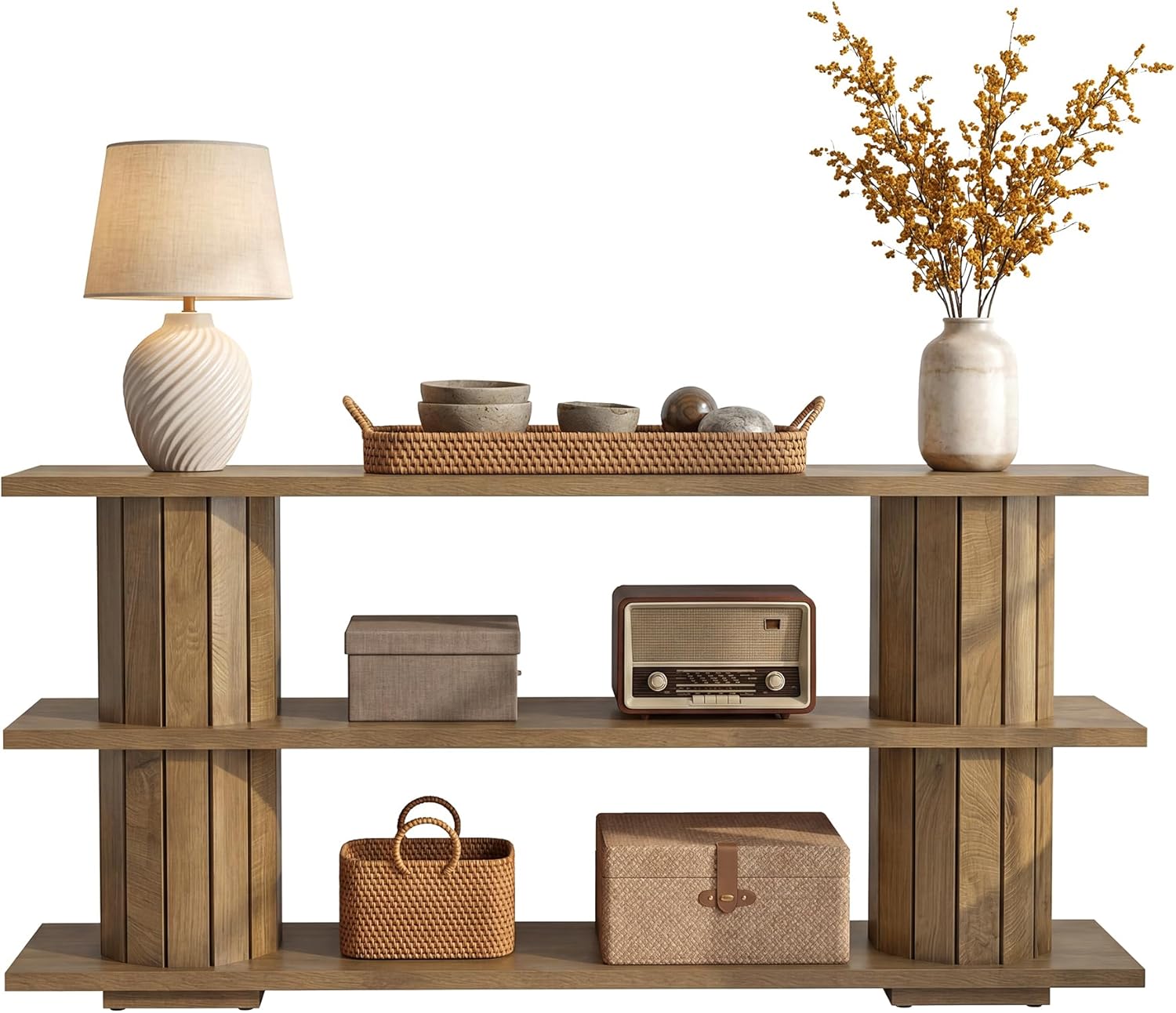 Tribesigns Console Table with Storage, 62.9-Inch Long Narrow Entryway Sofa Table 3-Tier Shelves for Living Room Hallway Entrance