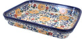 Blue Rose Polish Pottery - Yellow Butterfly Small Rectangular Baker - 10.25" x 8" - Unique, Dishwasher Safe, & Durable Bakeware