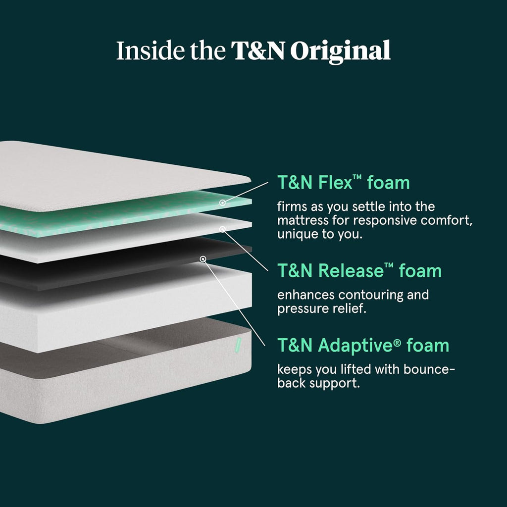 Tuft & Needle - Original Medium 10" Gel Foam Full Mattress - Adaptive Foam, Pressure Relief, Supportive, Cooling, CertiPUR-US, 100-Night Trial, and 10 Year Limited Warranty