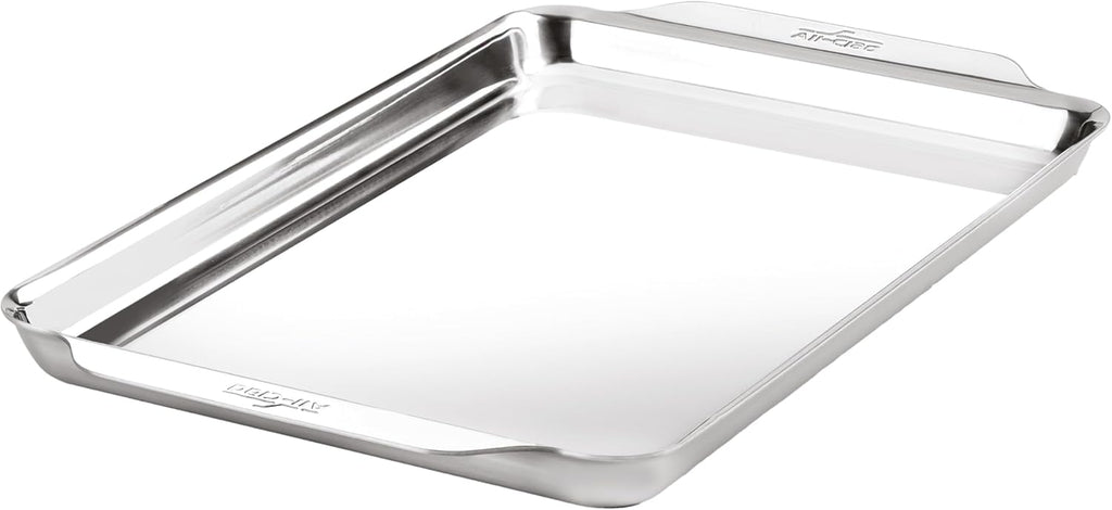 All-Clad Stainless Steel Jelly Roll Baking Pan 10" x 15" - Tri-ply Bonded for Consistent Baking- (Roast, Bake Cookies, Brownies and More) Professional Stainless Steel Bakeware