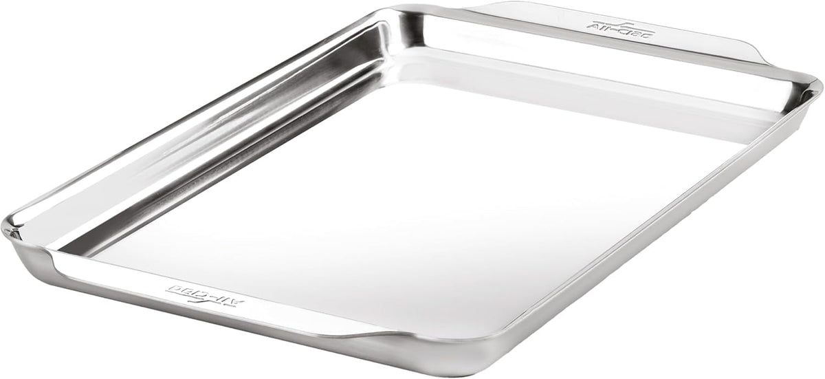 All-Clad Stainless Steel Jelly Roll Baking Pan 10" x 15" - Tri-ply Bonded for Consistent Baking- (Roast, Bake Cookies, Brownies and More) Professional Stainless Steel Bakeware