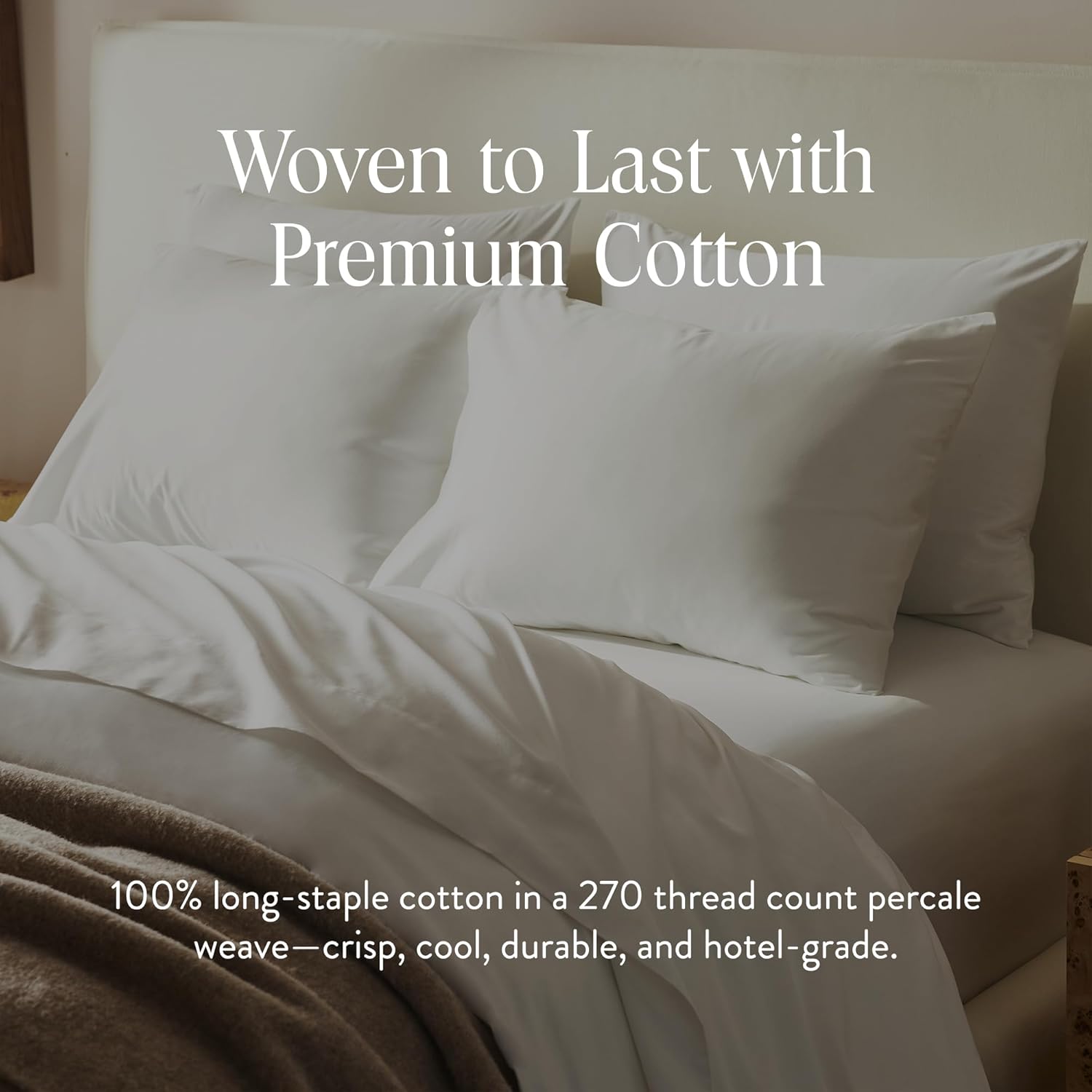 Brooklinen Luxury Percale Duvet Cover – 100% Cotton, Cool, Crisp, Extra-Long Corner Ties, Button Closure, Soft & Breathable – Machine Washable, Duvet Cover Full/Queen Bed Sizes (White)
