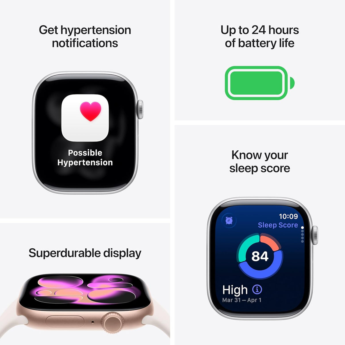 Apple Watch Series 11 GPS 42mm Smartwatch with Silver Aluminum Case with Purple Fog Sport Band - S/M. Sleep Score, Fitness Tracker, Health Monitoring, Always-On Display, Water Resistant