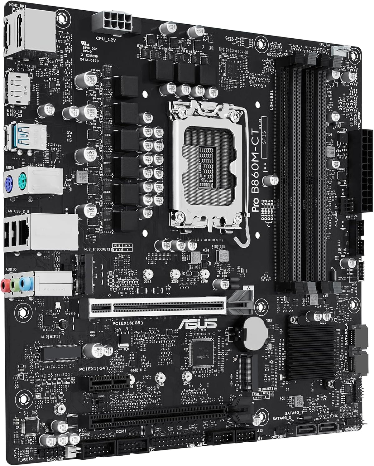 ASUS PRO B860M-CT-CSM Intel® B860 (LGA 1851) mATX Motherboard, PCIe 5.0, DDR5, 2X M.2, Intel® 1G LAN, 2X DP, HDMI, USB Type-C®, TPM IC onboard with Enhanced Security, Reliability and Manageability