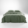 Olive + Crate Queen Size Tencel Duvet Cover Set - Hypoallergenic, Cooling Eucalyptus Duvet Cover for Hot Sleepers with Two Pillowcases - Moss 3-Piece