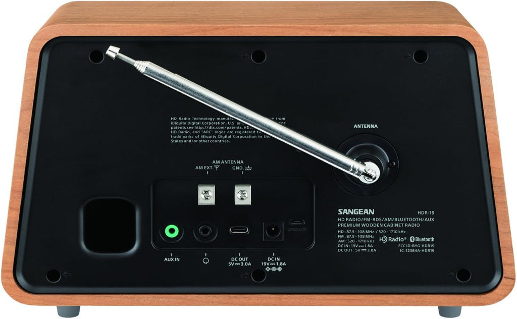 Sangean HDR-19 HD Radio/AM/FM-RDS/Bluetooth/AUX Premium Wooden Cabinet Radio