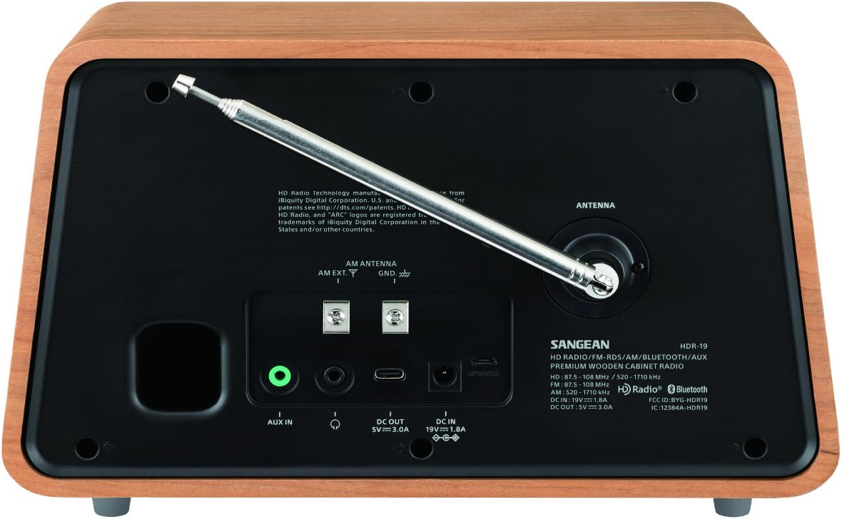 Sangean HDR-19 HD Radio/AM/FM-RDS/Bluetooth/AUX Premium Wooden Cabinet Radio