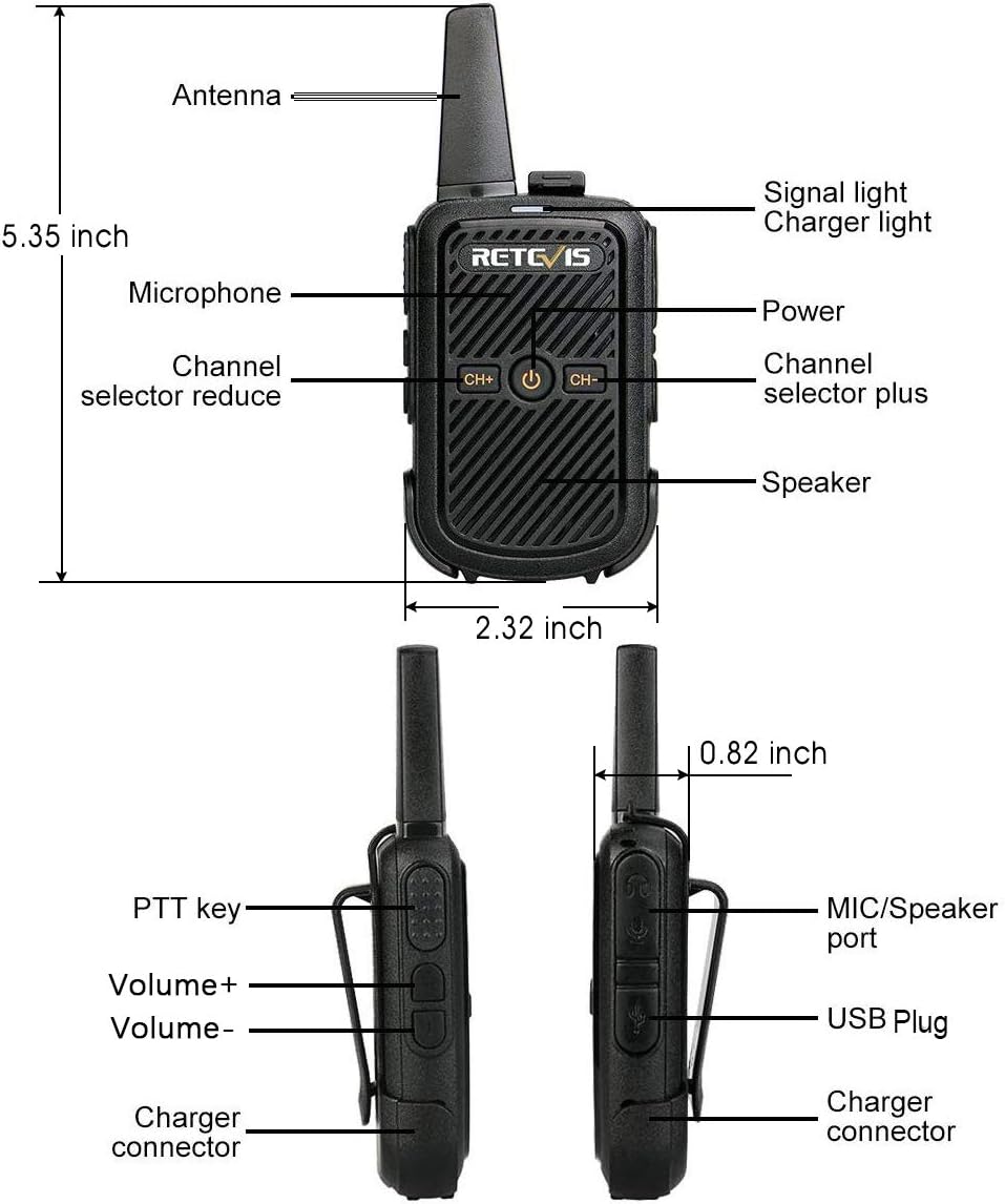 Retevis RT15 Radios Walkie Talkies 20 Pack, Business 2 Way Radios Rechargeable,Portable,USB Fast Charing, Handsfree,for Adults Restaurants Healthcare Retail Commercial