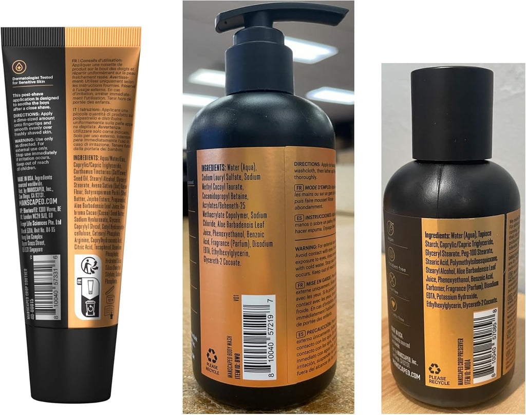 MANSCAPED® The Premier Package 5.0 Ultra, with The Lawn Mower® 5.0 Ultra Men's Groin & Body Hair Trimmer, Shears 3.0, Crop Preserver® Ball Deodorant, Refined® Body Wash, Crop Soother™, Shed 2.0