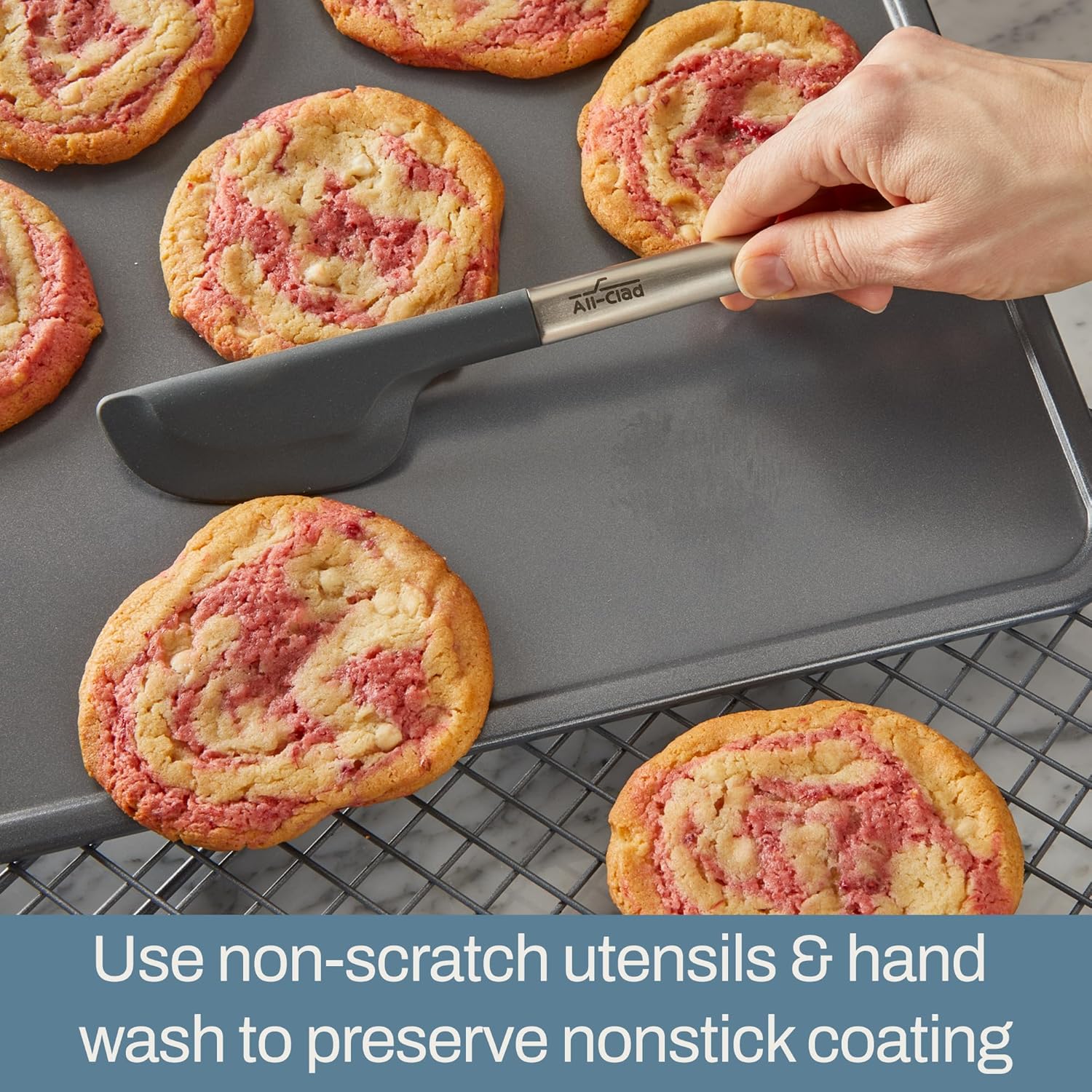 All-Clad Pro-Release Nonstick Bakeware Set 10 Piece Oven Safe 450F Half Sheet, Cookie Sheet, Muffin Pan, Cooling & Baking Rack, Round Cake Pan, Loaf Pan, Baking Pan Grey