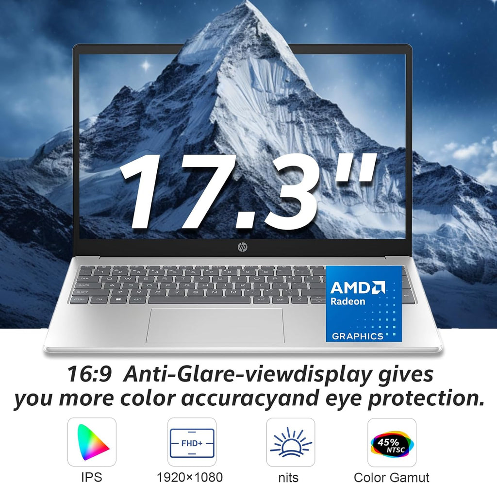 HP 17 inch laptops, AMD Ryzen 5 7430U(Beats i7-1355U), 20GB RAM 512GB NVMe SSD, Windows 11 Pro + Office 365 for the Web, 17.3" FHD IPS, USB-C, Numeric Keyboard, w/AI Voice Recorder