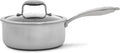 Hell's Kitchen Hybrid 2.5 Qt Saucepan + Lid, Tri-Clad Stainless Steel and Nonstick Ceramic, PFAS Free, no PFOA, no PTFE, no Teflon, Non Toxic Cookware, Metal Utensil Safe, All Cooktops and Oven Safe