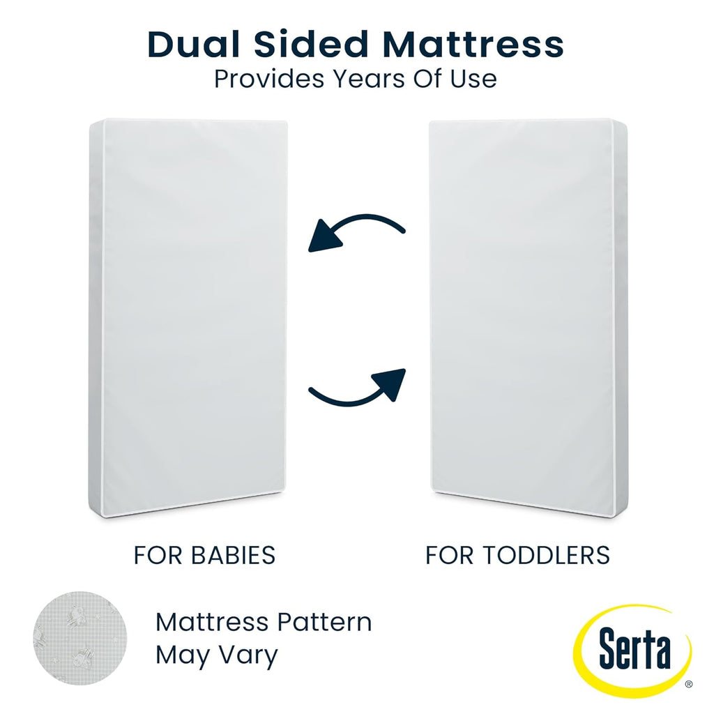 Serta Perfect Slumber Dual Sided Crib and Toddler Mattress - Waterproof - Hypoallergenic - Premium Sustainably Sourced Fiber Core -GREENGUARD Gold Certified (Non-Toxic) -7 Year Warranty - Made in USA