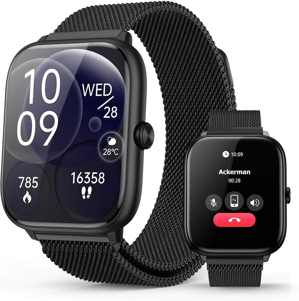 Smart Watch for Men with Blood Pressure Monitor, 2.06" AMOLED Always-On Display, IP68 Waterproof Fitness Tracker, 118 Sports Modes, Heart Rate/SpO2/Sleep Monitor, Tech Gift, Android iPhone Compatible