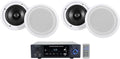 Rockville BLUAMP 150 Bundle: Home Stereo Bluetooth Amplifier Receiver Optical Phono RCA, (4) HC85 8 in 700-Watt in-Ceiling Home Theater Speakers 8 Ohm, 5-Items