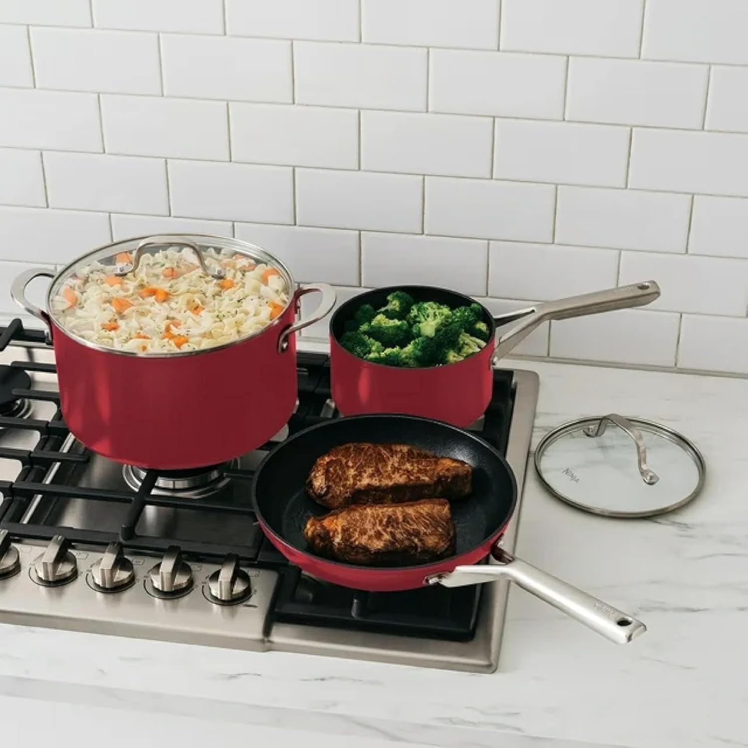 Ninja Foodi Never Stick 9pc Nonstick Cookware Set (9, Black)