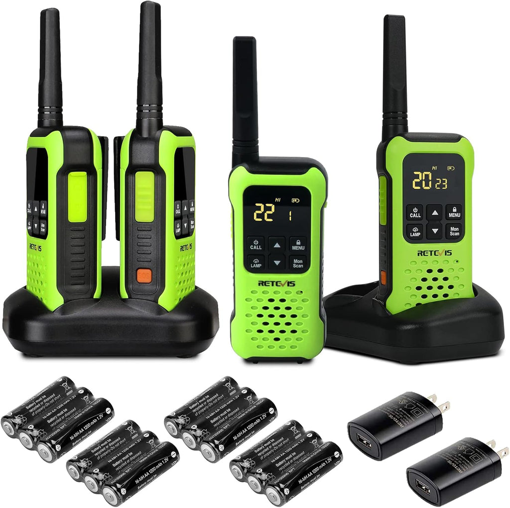 Retevis RT49P Waterproof Two Way Radio, IP67 Waterproof Floating Walkie Talkies, Rechargeable Walkie Talkies for Adults, VOX, NOAA, Flashlight, SOS, for Kayaking, Camping, Skiing 4 Pcs Green