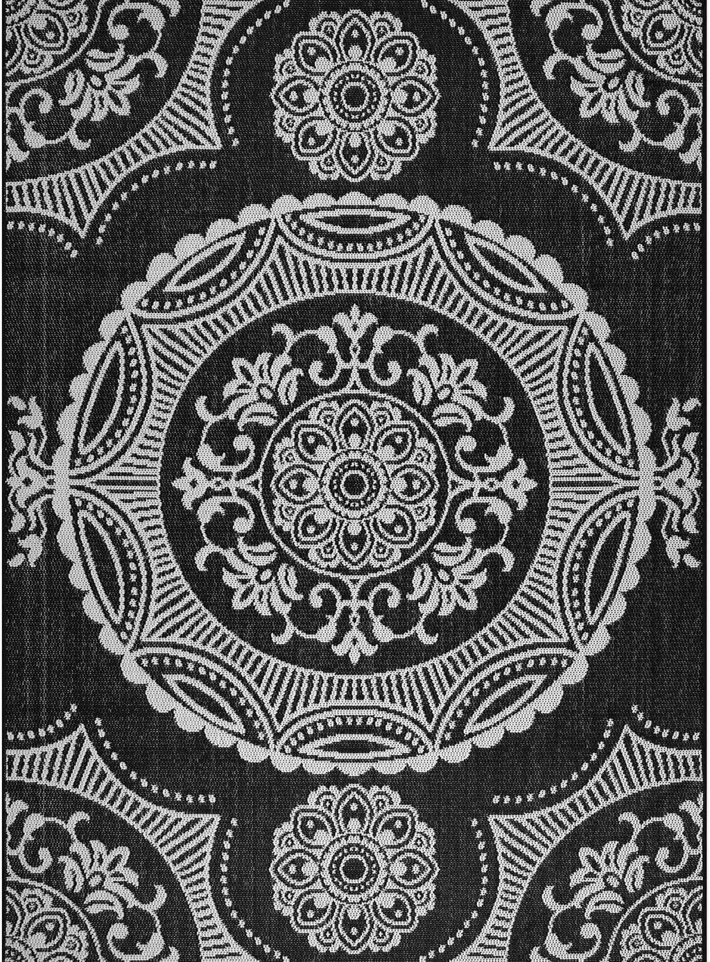 Luul Home Medallion Outdoor Rug 6x9 Washable Outside Carpet for Indoor Patio Porch Waterproof Easy Cleaning Non Shedding Area Rugs Black 6 x 9