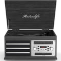 Vinyl Record Player 10-in-1 Music Center Turntable Built-in Speakers Support 3 Speed BT Wireless Input/Output AM/FM Radio CD Tape Cassette Player Aux RCA Auto Stop Vinyl Recording to USB/TF Card Black
