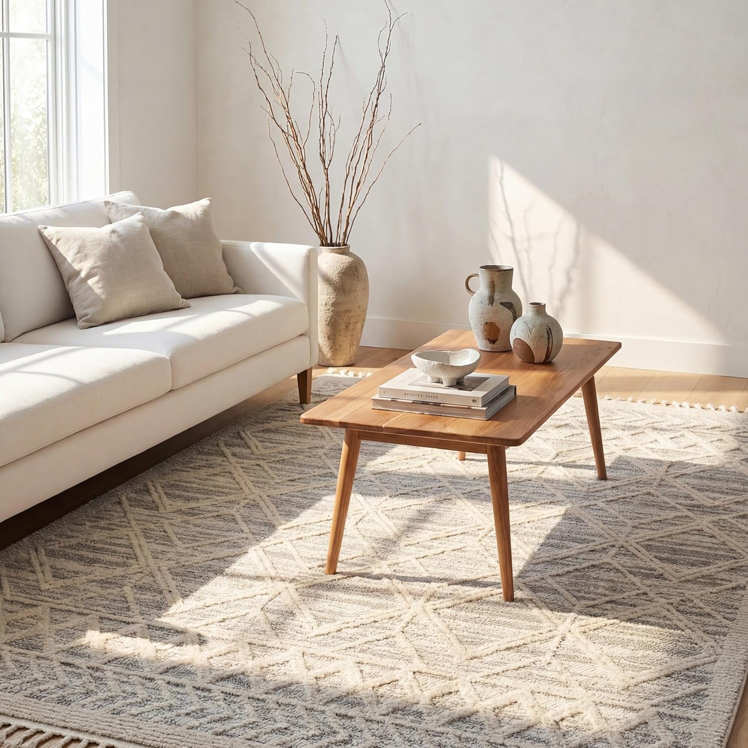 nuLOOM 9x12 Ansley Moroccan Tassel Area Rug, Light Grey, High-Low Textured Bohemian Design, Plush High Pile, Stain Resistant, For Bedroom, Living Room, Hallway, Entryway